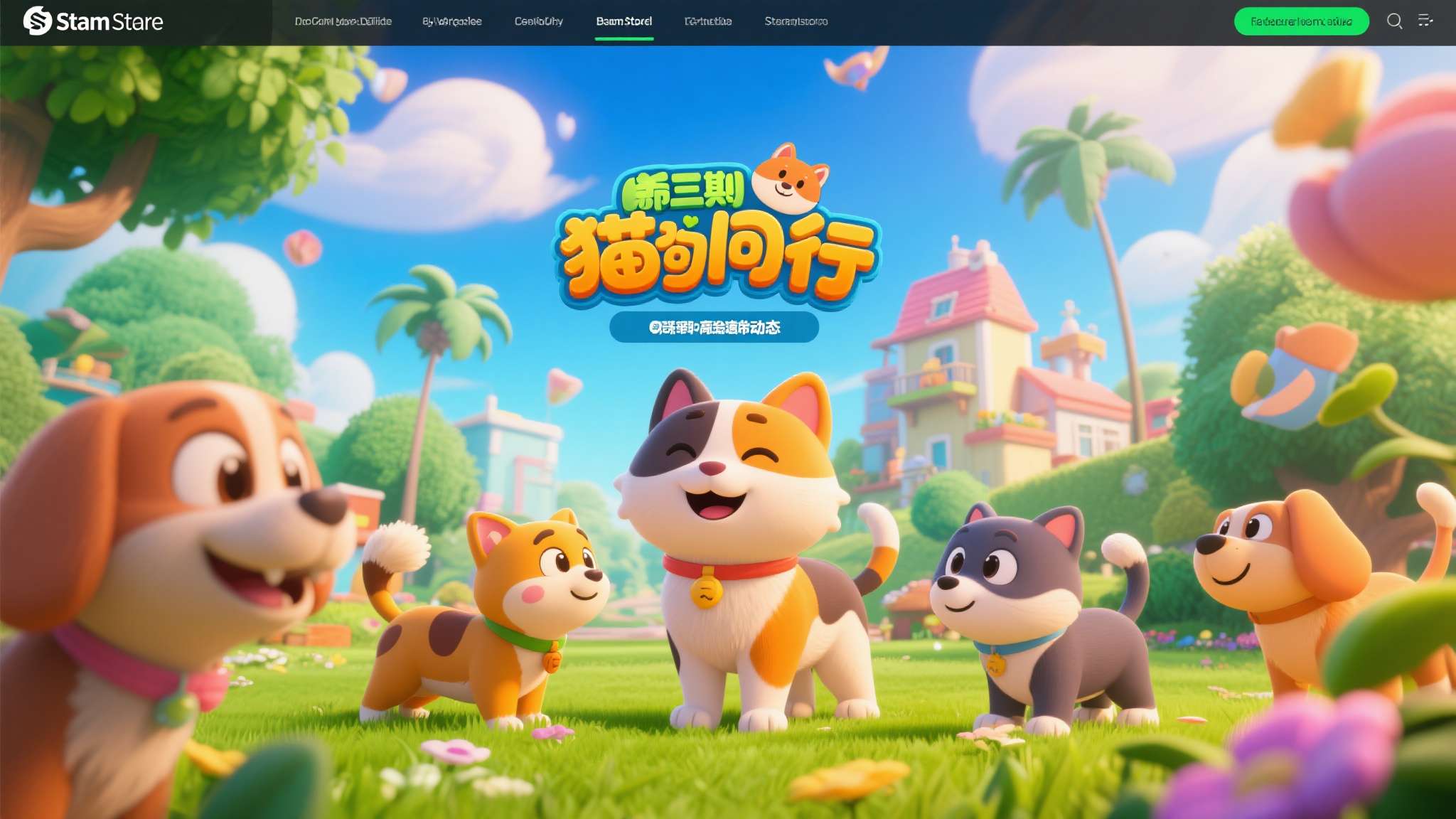 猫狗相伴 欢乐闯关 双人合作平台跳跃游戏《猫狗同行》上线Steam商店页